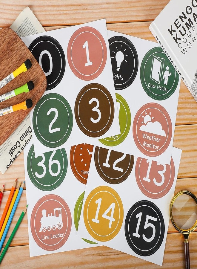 COCHIE 4" Number Stickers Boho Classroom Decor Set, 52PCS Line up Spots for Classroom Floor Decals Sticker Labels Accents Cutouts, Back to School Preschool Kindergarten Decorations (Bohemian) - Image 3