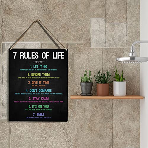 YCYD Inspirational Office Decorations for Work Wall Art 7 Rules Of Life Motivational Wooden Hanging Sign Bedroom Home Office Decor Birthday Gifts for Women Men Best Friend Decorations 10x8 Inches - Image 5