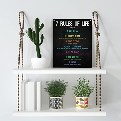 YCYD Inspirational Office Decorations for Work Wall Art 7 Rules Of Life Motivational Wooden Hanging Sign Bedroom Home Office Decor Birthday Gifts for Women Men Best Friend Decorations 10x8 Inches - Image 3