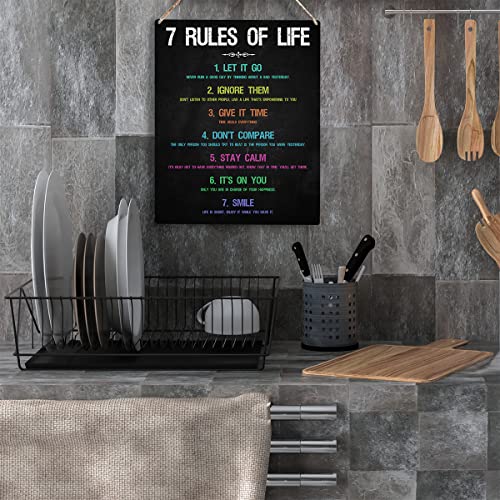 YCYD Inspirational Office Decorations for Work Wall Art 7 Rules Of Life Motivational Wooden Hanging Sign Bedroom Home Office Decor Birthday Gifts for Women Men Best Friend Decorations 10x8 Inches - Image 4