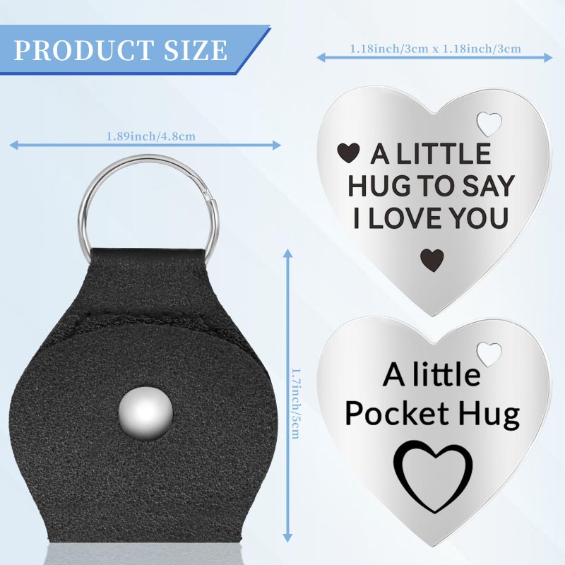 Chambom Pocket Hug Token - Long Distance Relationship Keepsake Stainless Steel Double Sided Inspirational Gifts Friends Gift Graduation Gifts Fatherâ€˜s Day Mothers Day Christmas Gift for Mom with Keychain - Image 2