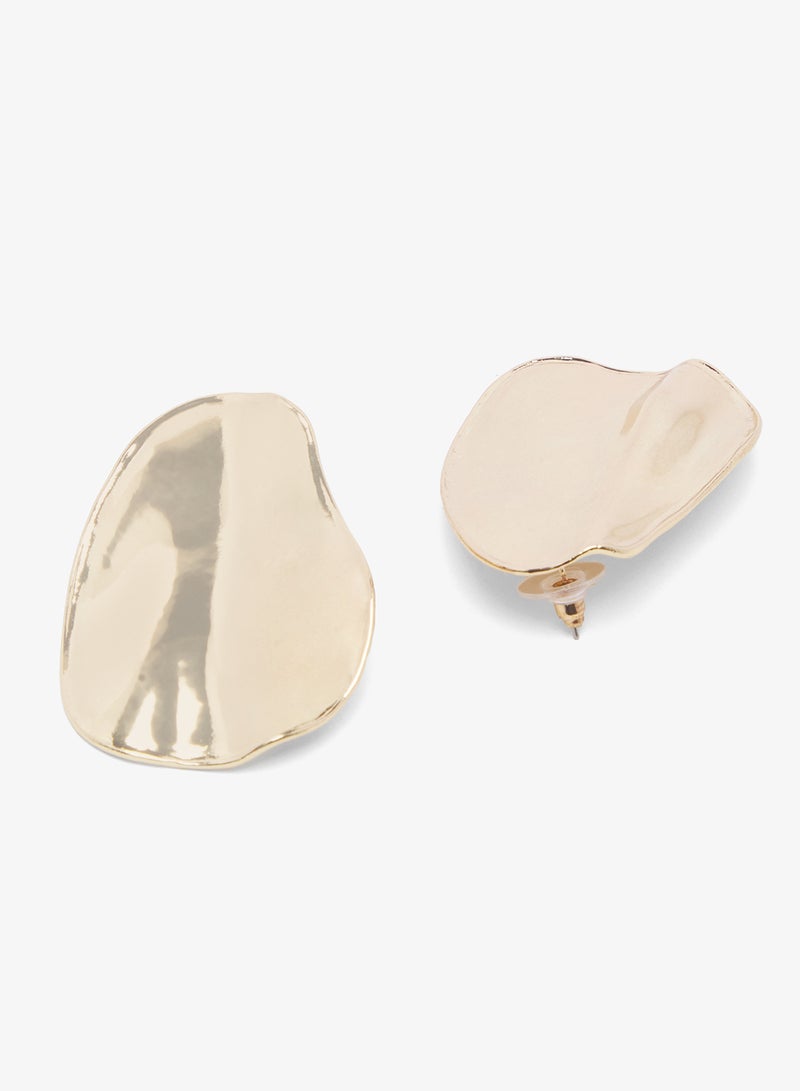 ELLA Gold Chunky Asymmetrical Stud Earrings - Image 1