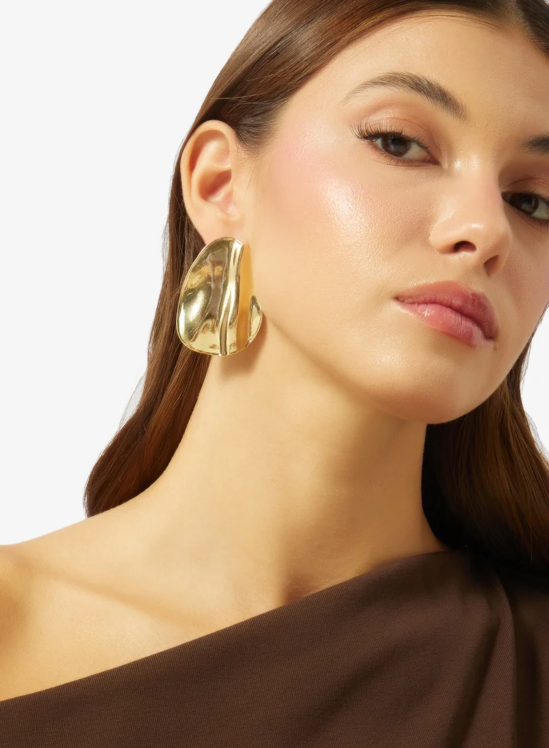 Ella Gold Gold Chunky Asymmetrical Stud Earrings for Women | Best Price UAE