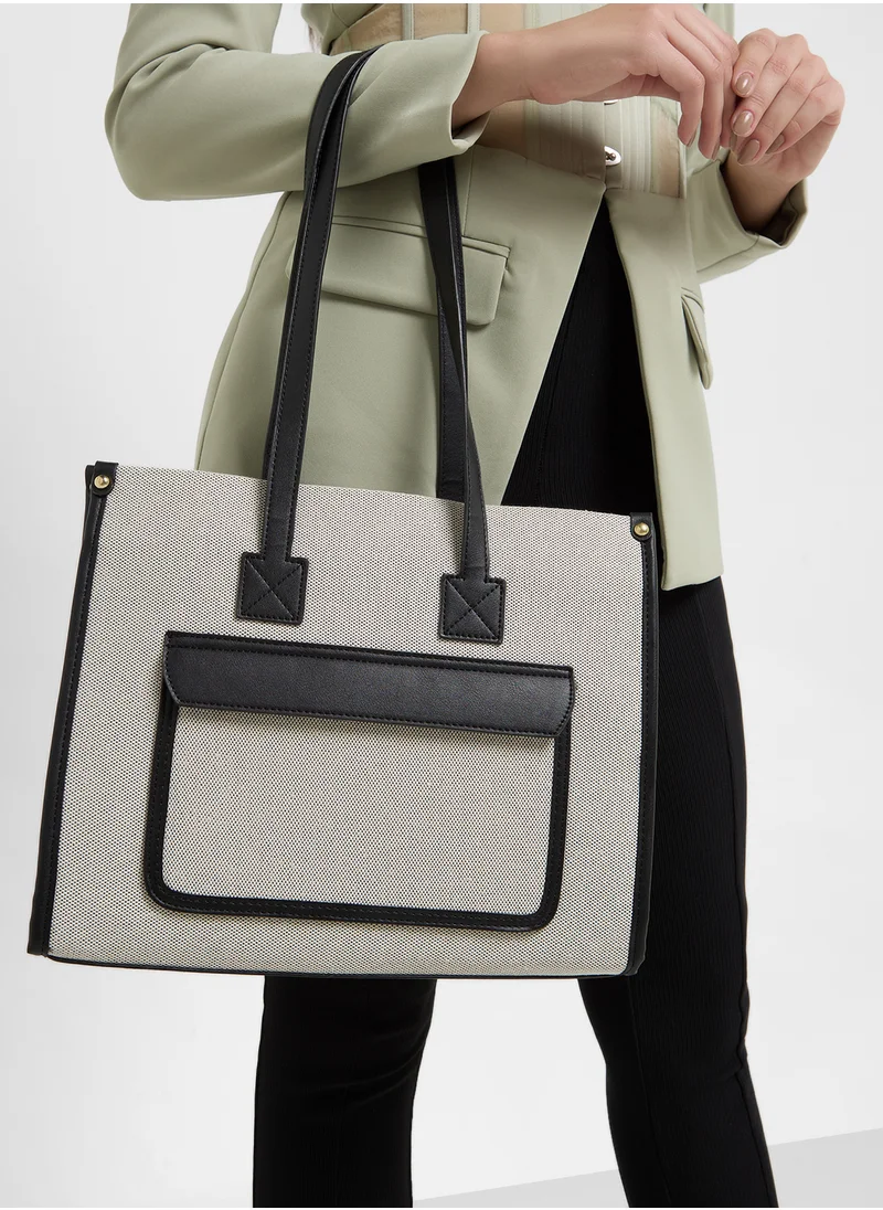 ELLA Color Block Multi Pocket Tote Bag