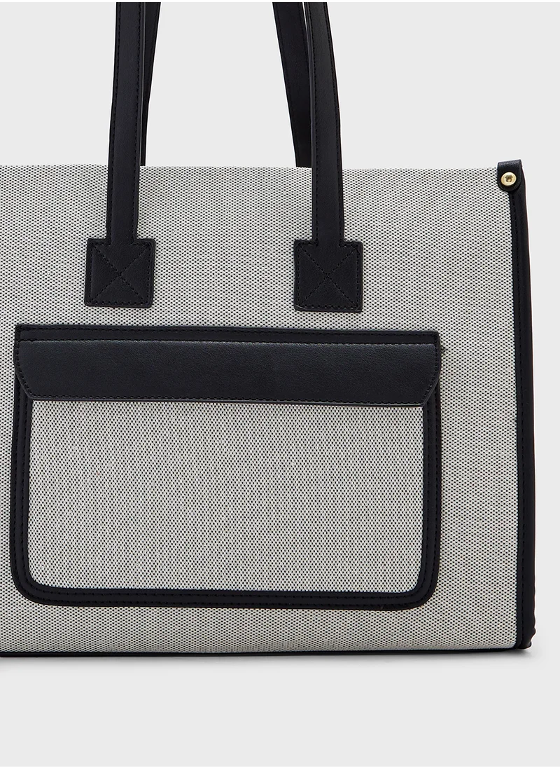 ELLA Color Block Multi Pocket Tote Bag