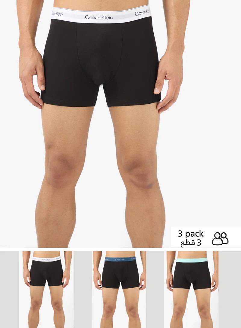 CALVIN KLEIN 3 Pack Relaxed Dart Trunks - Icon Cotton Stretch