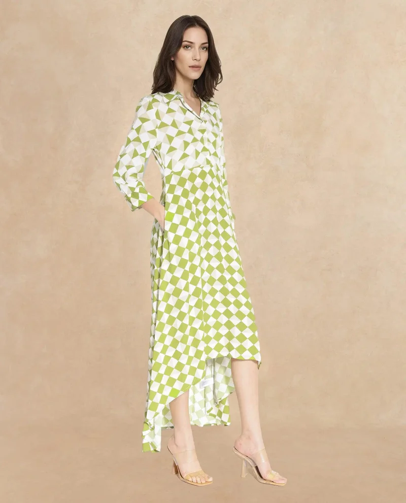 ريريزم Women's Geometric Print Flared Maxi Dress