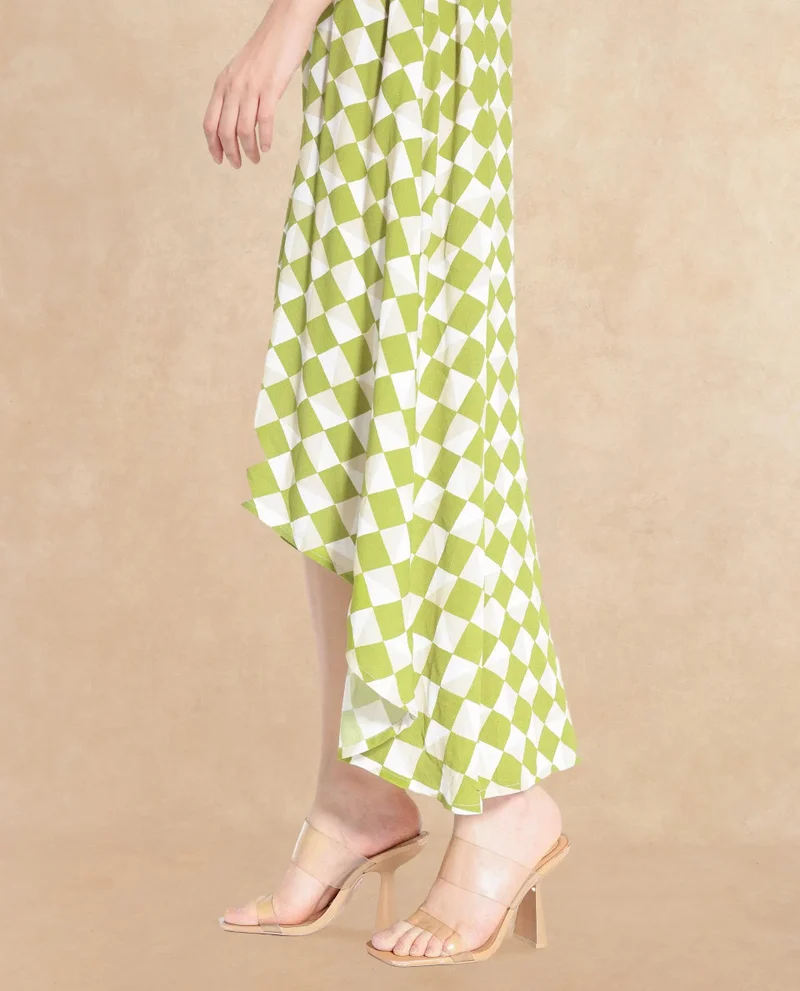 Rareism Women's Geometric Print Flared Maxi Dress
