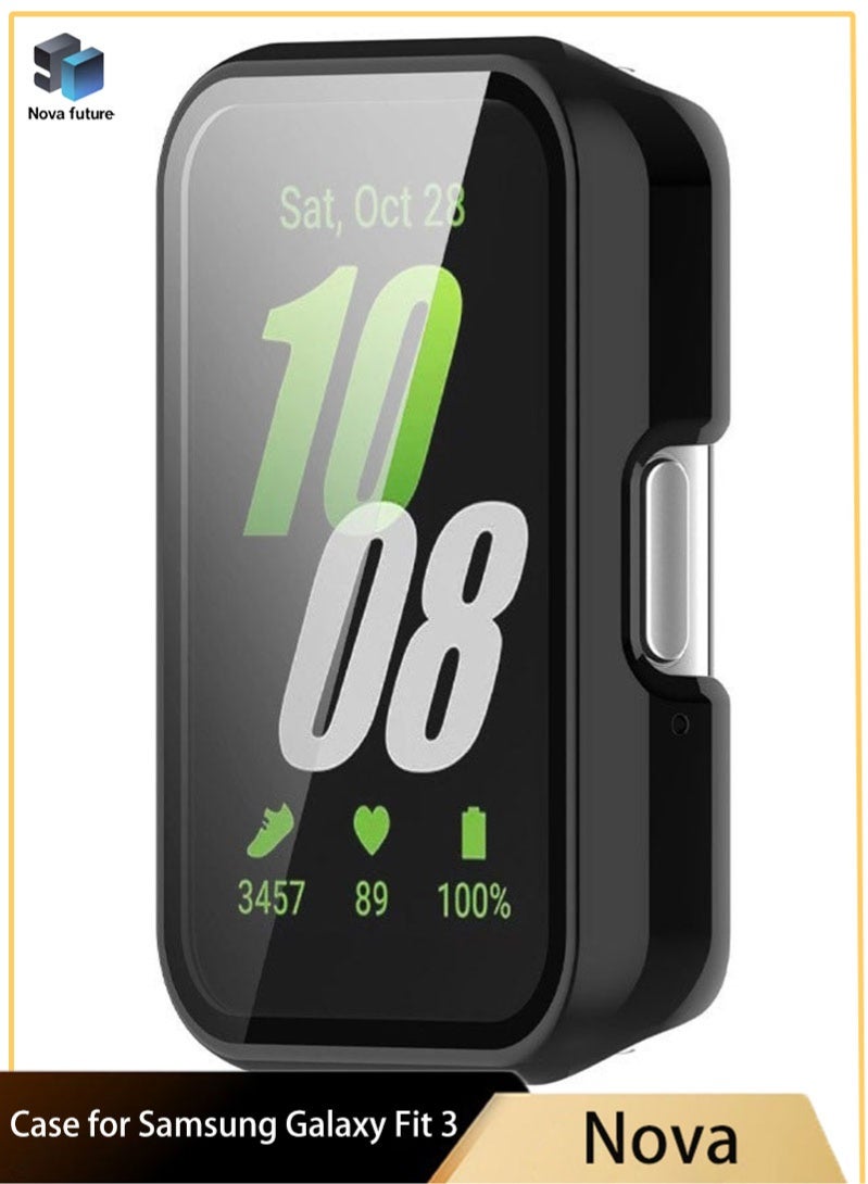 Nova future Protective Case Suitable for Samsung Galaxy Fit 3 Case Hard PC Case with Tempered Glass Screen Protectors Full Protective Cover(Black) - Image 1