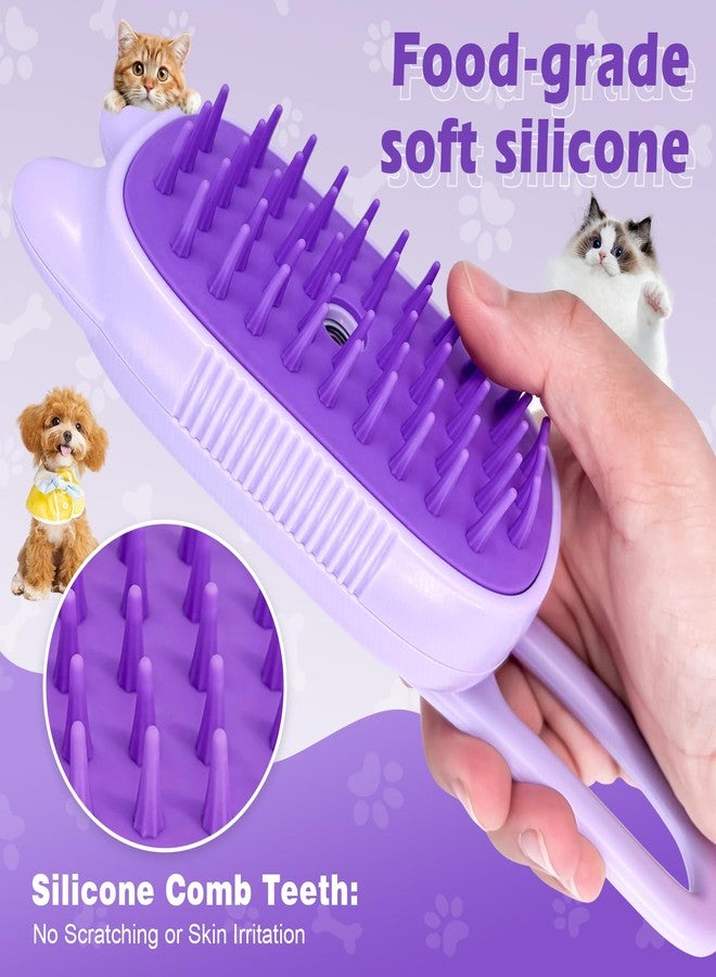 FRESHSOLO Cat Steam Brush for Dog & Cat, Spritz Defur Comb 3 in 1 Pet Rechargeable Steam Brush Tool for Long and Short Haired Cats and Dogs, Anti-Static, Shedding, Detangling, Massage & Combing (Purple) - Image 3
