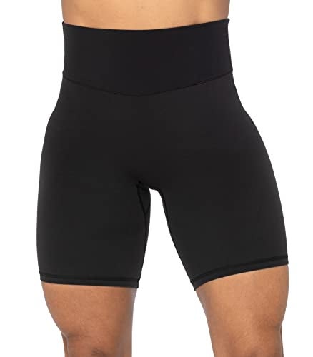 Sunzel 8" Waist Biker Shorts for Women No Front Seam Soft Yoga Workout Gym Bike Shorts Tummy Control Squat Proof Black - Image 2