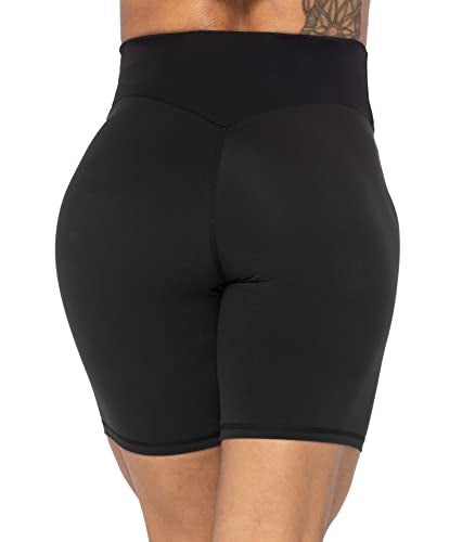 Sunzel 8" Waist Biker Shorts for Women No Front Seam Soft Yoga Workout Gym Bike Shorts Tummy Control Squat Proof Black - Image 4