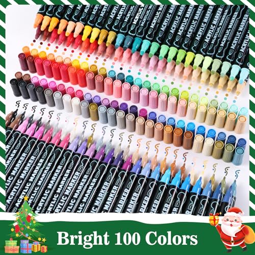 nauets 100 Colors Waterproof Dual Tip Acrylic Paint Markers, Premium Dot & Fine Tip Coloring Paint Pens Set for Paper, Rock, Wood, Fabric, Canvas, Glass, Ceramic and DIY Crafts Art Supplies - Image 4