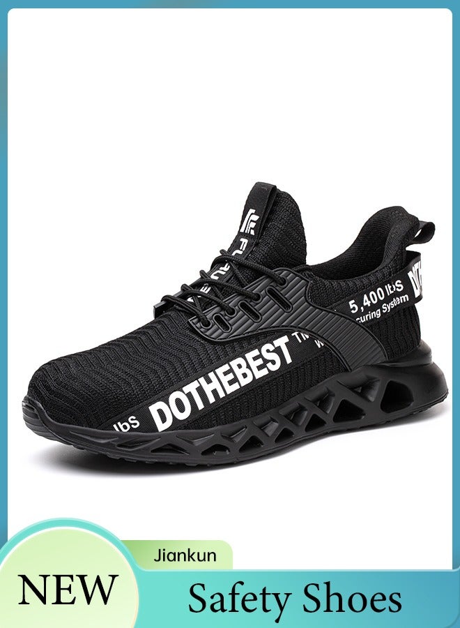 JIANKUN Steel Toe Shoes for Men Lightweight Safety Shoes Comfortable Puncture Proof Slip On Indestructible Work Shoes and Fashion Sneakers.  - Image 1