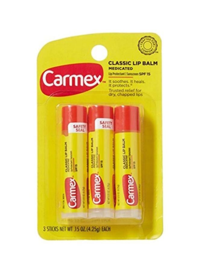 CARMEX Pack Of 3 SPF 15 Medicated Classic Lip Balm 12.75grams - Image 3