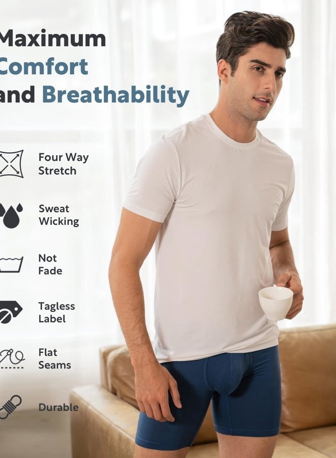 David Archy Men's Breathable Bamboo Rayon Boxer Briefs with Fly in 3 Pack (L, Assorted-8" in 3 Pack) - Image 4