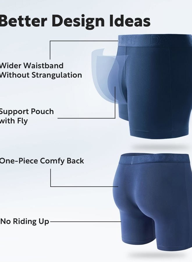 David Archy Men's Breathable Bamboo Rayon Boxer Briefs with Fly in 3 Pack (L, Assorted-8" in 3 Pack) - Image 3