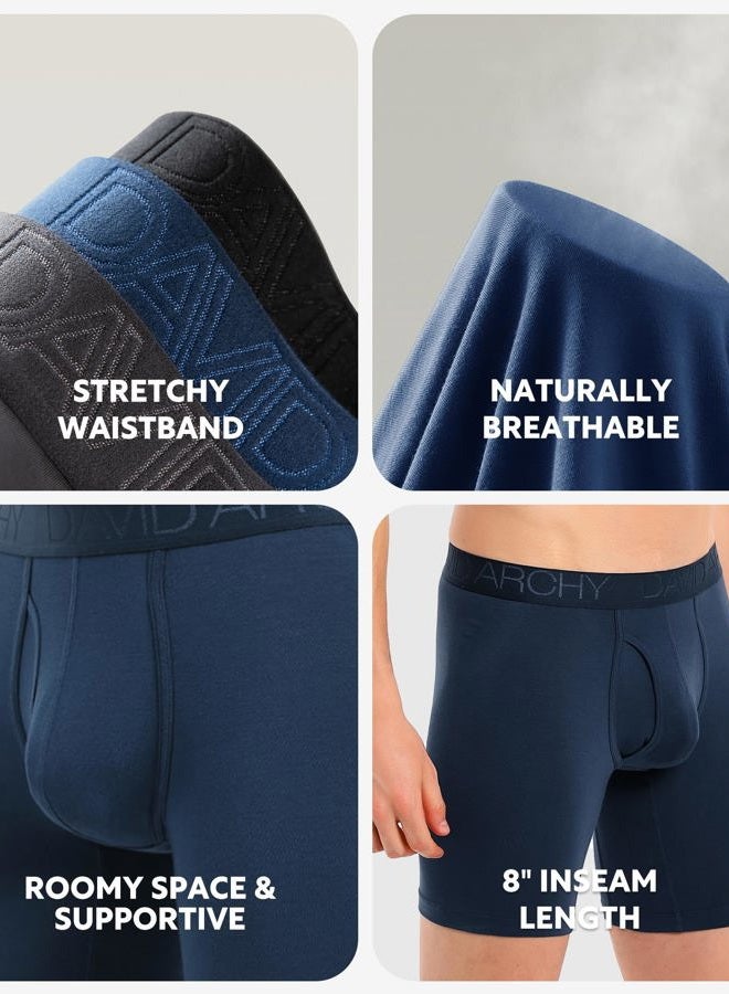 David Archy Men's Breathable Bamboo Rayon Boxer Briefs with Fly in 3 Pack (L, Assorted-8" in 3 Pack) - Image 5