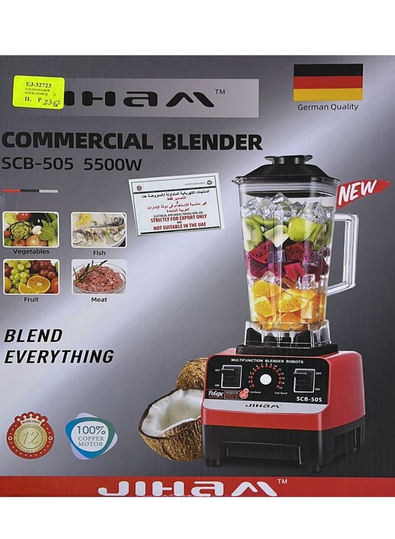 JIHAM 2.5L 5500W BPA Free Heavy Duty Blender Mixer Electric High Speed Juicer Food Processor Ice Smoothies Crusher Blander - Image 2