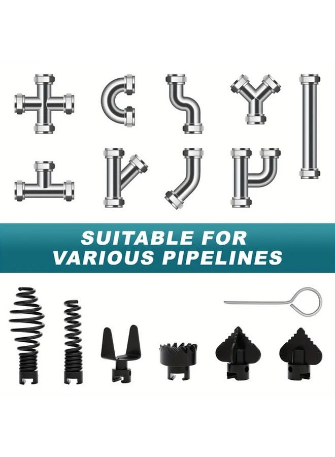 14Pcs Black Manganese Steel Drain Cleaner Cutter Head Set Rustproof Combination Tool Kit - Image 4