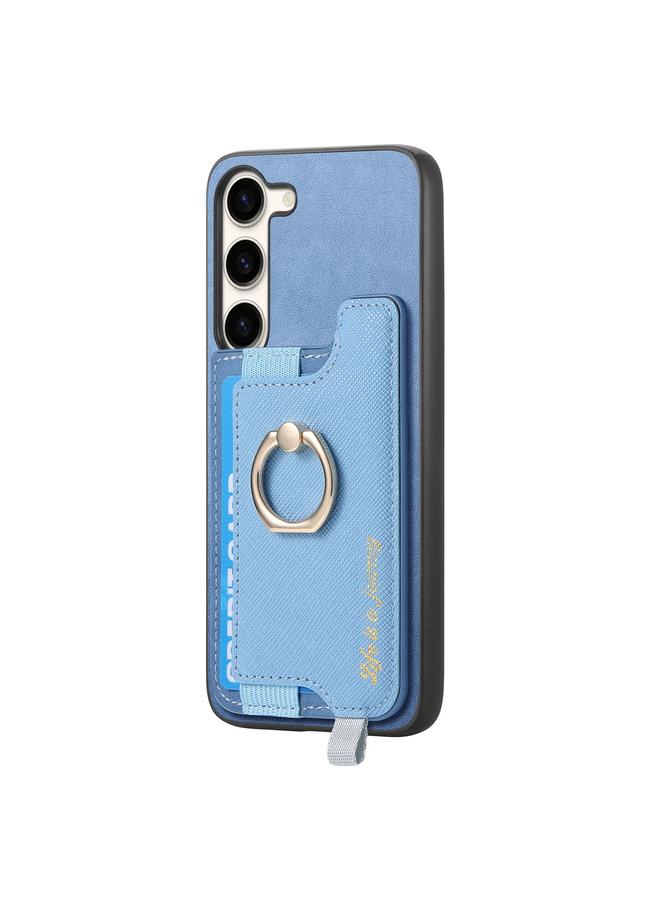 S-TOP Case For Samsung Galaxy S23+ 5G Retro Cross Leather Ring Horizontal Insert Card Bag MagSafe Phone Case - Image 2
