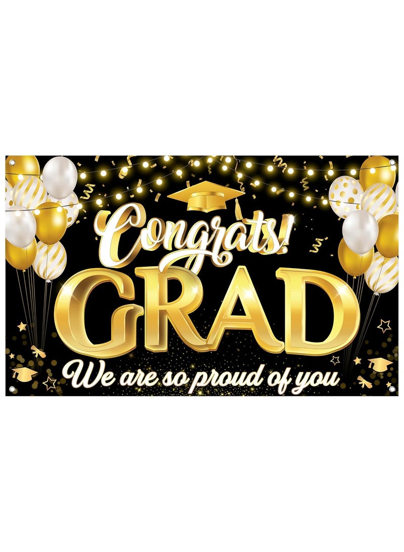 KATCHON Congrats Grad Banner - 72x44 Inch | Congrats Grad We are So Proud of You Banner, Graduation Decorations Class of 2025 |  2025 Graduation Party Decorations - Image 1