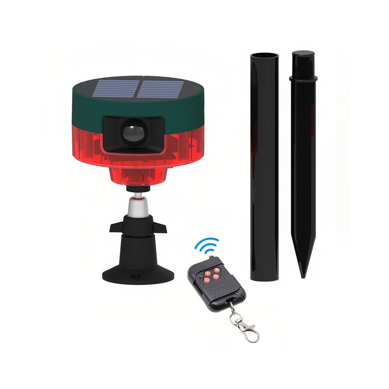 Lancoon Solar Motion Sensor Alarm Repellent 360Motion Detector Loud Siren LED Flashing Light IP55 Waterproof with Remote High Volume Voice Recording for Farm Home Barn Yard - Image 2