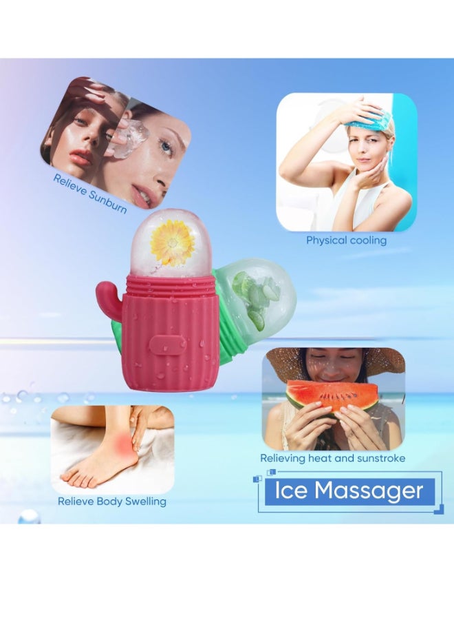 general Ice Cube Roller for Face,2 Pack of Face Ice Mold,Cactus Face Icer for Skin Care,Ice Holder for Face Summer Gift (Pink and Purple) - Image 3