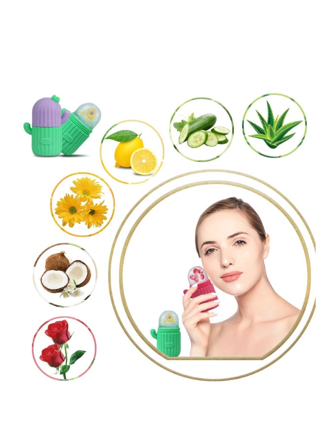 general Ice Cube Roller for Face,2 Pack of Face Ice Mold,Cactus Face Icer for Skin Care,Ice Holder for Face Summer Gift (Pink and Purple) - Image 4