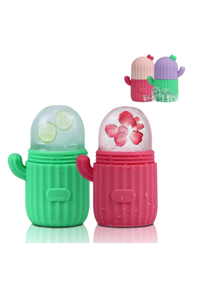 general Ice Cube Roller for Face,2 Pack of Face Ice Mold,Cactus Face Icer for Skin Care,Ice Holder for Face Summer Gift (Pink and Purple) - Image 2