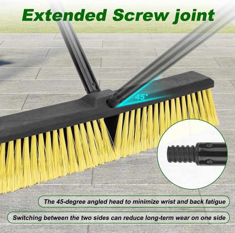 BeiLan 18 Inches Push Broom Outdoor- Heavy Duty Commercial Broom with 64.5" Long Handle and Stiff Bristles for Patio Garage Deck Concrete Wood Stone Tile Driveway Yard Warehouse Shop Floor Cleaning - Image 5