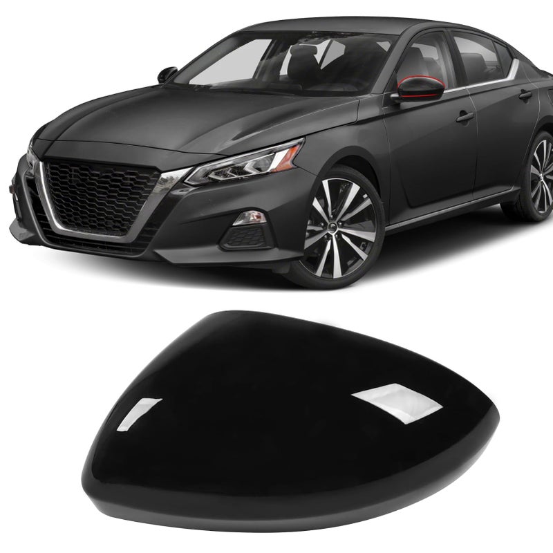 Moonlinks Compatible with Nissan Altima 2019 2020 2021 2022 2023 2024 Left Side Mirror Cover Replacement Glossy Black Exterior Left Driver Side Door Rear view Mirror Cap Trim