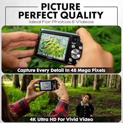 Minolta 48MP Digital Camera with Rear Selfie Lens – 4K Ultra HD Video, 2.8" LCD Screen, 16X Digital Zoom, Autofocus, Slow Motion, Time Lapse, Filters, Scene Modes, 32GB Card Included (Black) - Image 3