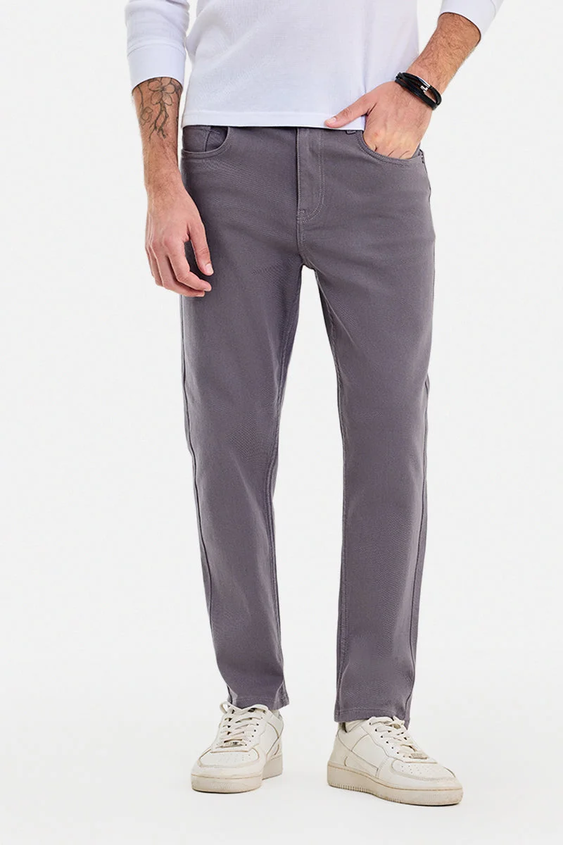 سنيتش Grey Solid Tapered Casual Jeans
