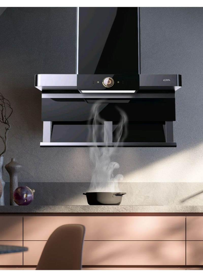 CM AMBER NERO 90cm Wall Mounted Cooker Hood – Black Kitchen Hood with Self-Cleaning Baffle Filter, 9 Speeds & 1400 m³/h Airflow - Image 2