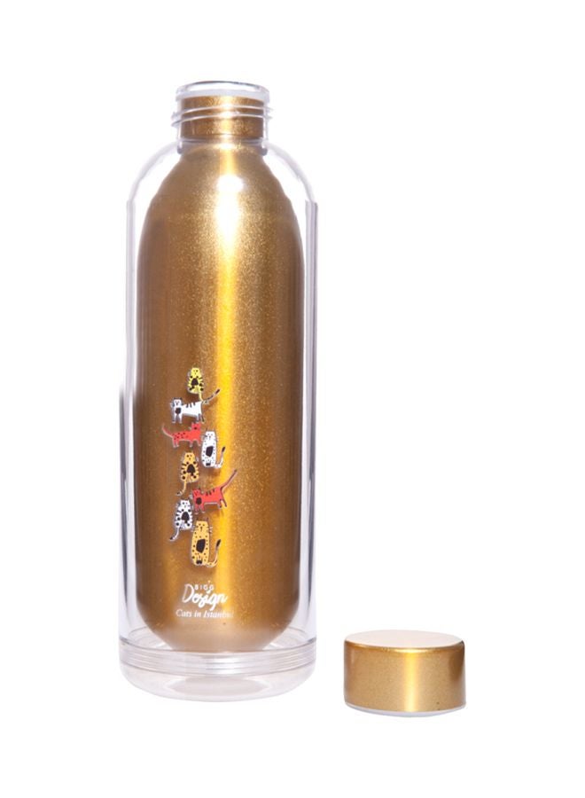 Biggdesign Cats Printed Water Bottle Gold/Clear/White 23x8x8cm - Image 4