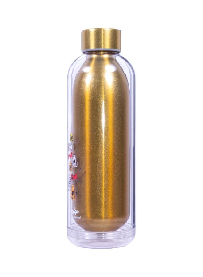 Biggdesign Cats Printed Water Bottle Gold/Clear/White 23x8x8cm - Image 3