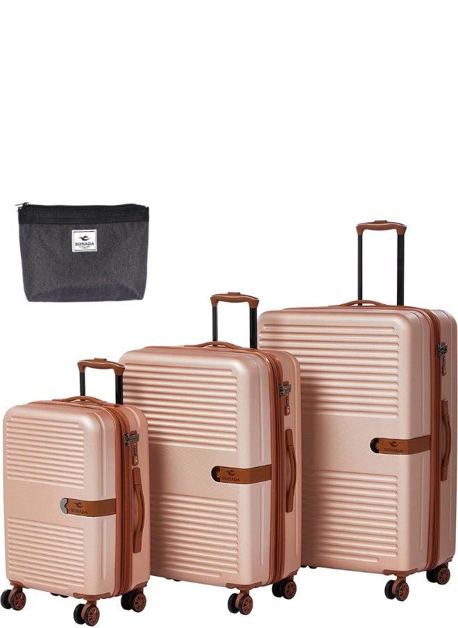 Luggage Set of 3 Classic Collection 4 Double Wheels and TSA Lock 