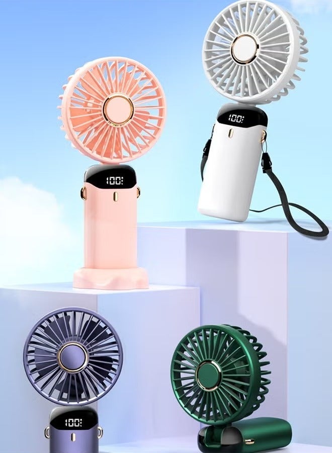 Portable hand Fan, Quiet mini Fan, 2400 mAh USB Battery Rechargeable Fan, Battery Operated Table Fan with 5 Speeds for Home , Travel, Commute, Makeup, Office - Image 2
