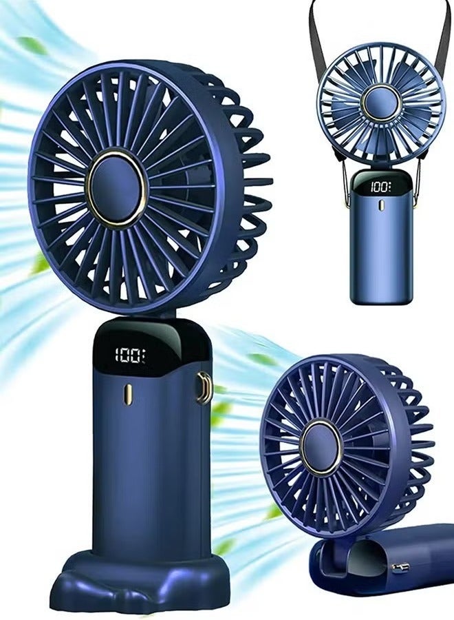 Portable hand Fan, Quiet mini Fan, 2400 mAh USB Battery Rechargeable Fan, Battery Operated Table Fan with 5 Speeds for Home , Travel, Commute, Makeup, Office - Image 1