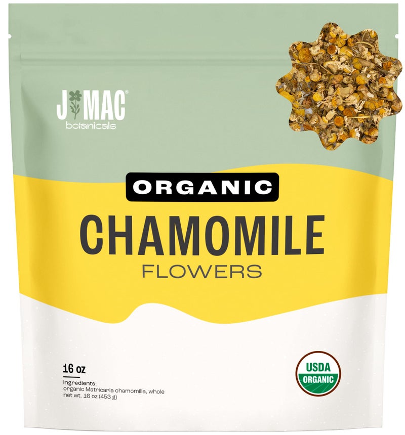J Mac Botanicals Organic Chamomile Flowers 16 oz  Whole Egyptian Chamomile Loose Leaf Herbal Tea CaffeineFree Premium Dried Chamomile Flowers for Tea Baths  Blends - Image 3