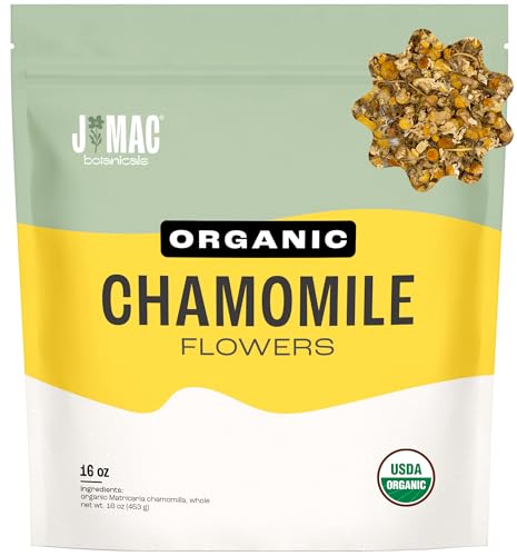 J Mac Botanicals Organic Chamomile Flowers 16 oz  Whole Egyptian Chamomile Loose Leaf Herbal Tea CaffeineFree Premium Dried Chamomile Flowers for Tea Baths  Blends - Image 1