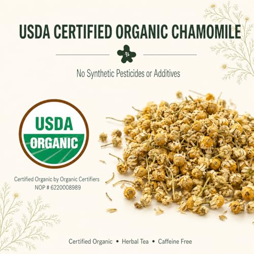J Mac Botanicals Organic Chamomile Flowers 16 oz  Whole Egyptian Chamomile Loose Leaf Herbal Tea CaffeineFree Premium Dried Chamomile Flowers for Tea Baths  Blends - Image 5