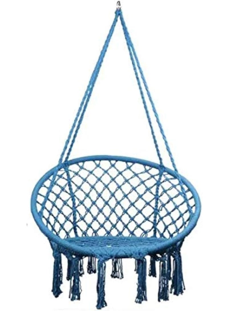 DubaiGallery Macramé Rope Hanging Swing Chair with Tassels – Handwoven Cotton Hammock Seat for Indoor & Outdoor Relaxation, Perfect Boho Accent for Bedroom, Balcony, or Garden, Sturdy, Cozy, and Aesthetic Chair for Adults and Teens - Image 1