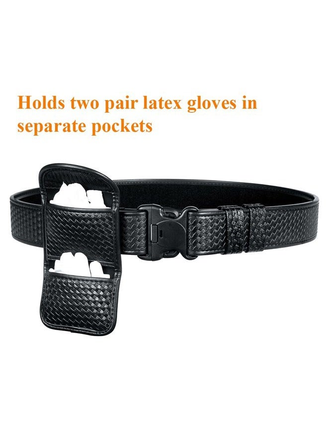 TAFTACFR Double Glove Pouch Police Firefighter EMS EMT Paramedic Medical Disposable Gloves Holder for 2 and 2.25" Duty Belt (Basketweave Artificial Leather) - Image 2
