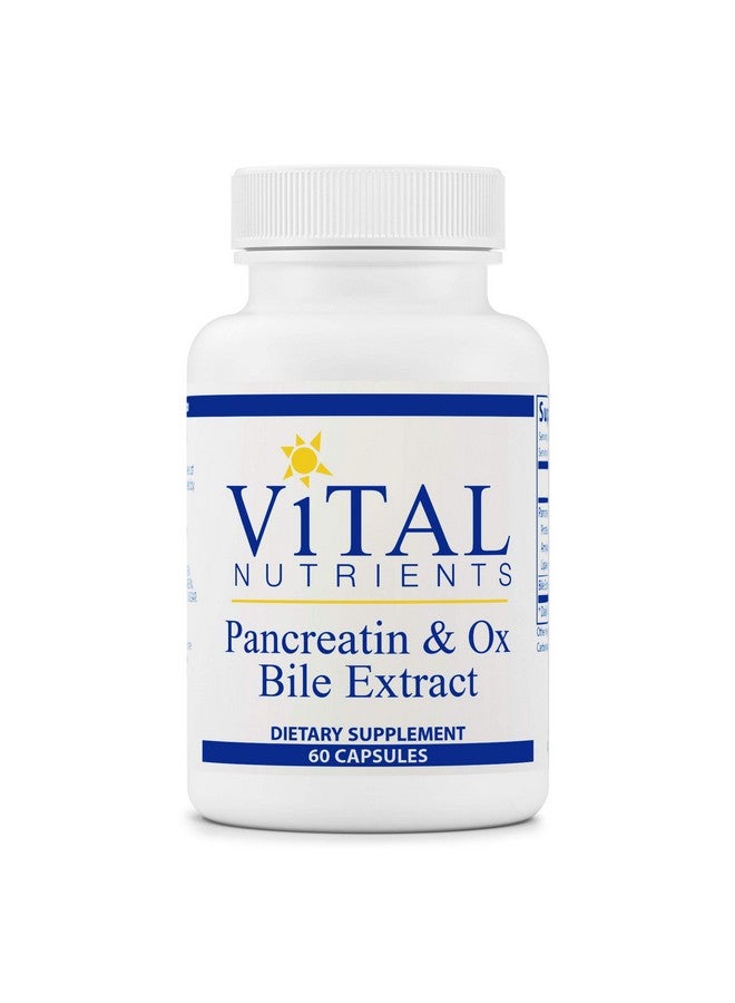 Vital Nutrients Pancreatin And Ox Bile Extract Natural Digestive Enzyme Supplement Suitable For Men And Women Helps Break Down Protein Fat And Carbs 60 Capsules Per Bottle - Image 1