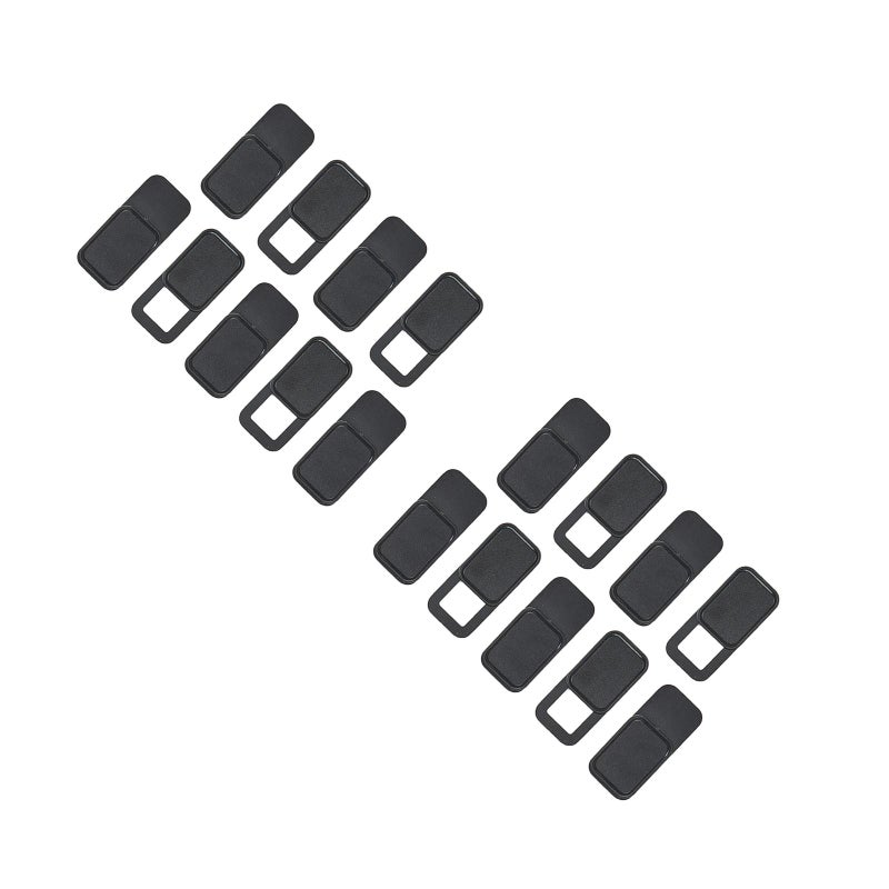 18 Pcs Shaped Webcam Cover Camera Slider Privacy Protect Cover for Laptop Tablet Phone (Black) - Image 1
