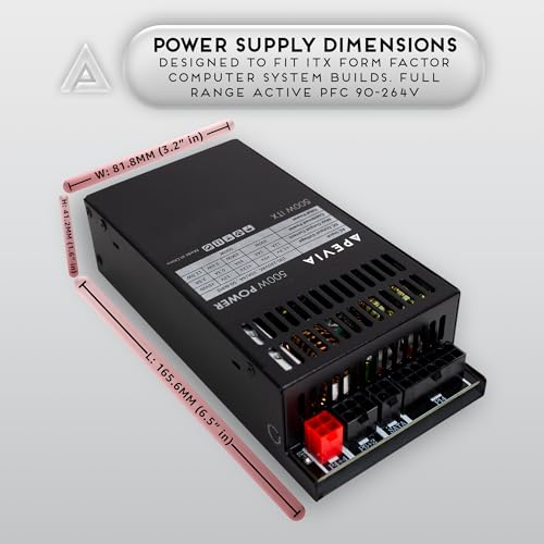 Apevia ITX-PFC500W Mini ITX/Flex ATX / 1U 500W Fully Modular Power Supply, Full Range Active PFC 90-264V, AC for POS AIO System Desktop Gaming Server Small Form Factor (Flex ITX) Computer PSU - Image 3