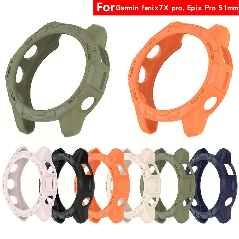 غطاء ساعة ناعم من مادة TPU مقاوم للصدمات لـ Epix Pro مقاس 51 مم و Fenix 7X Pro 7X باللون الأسود - Image 1