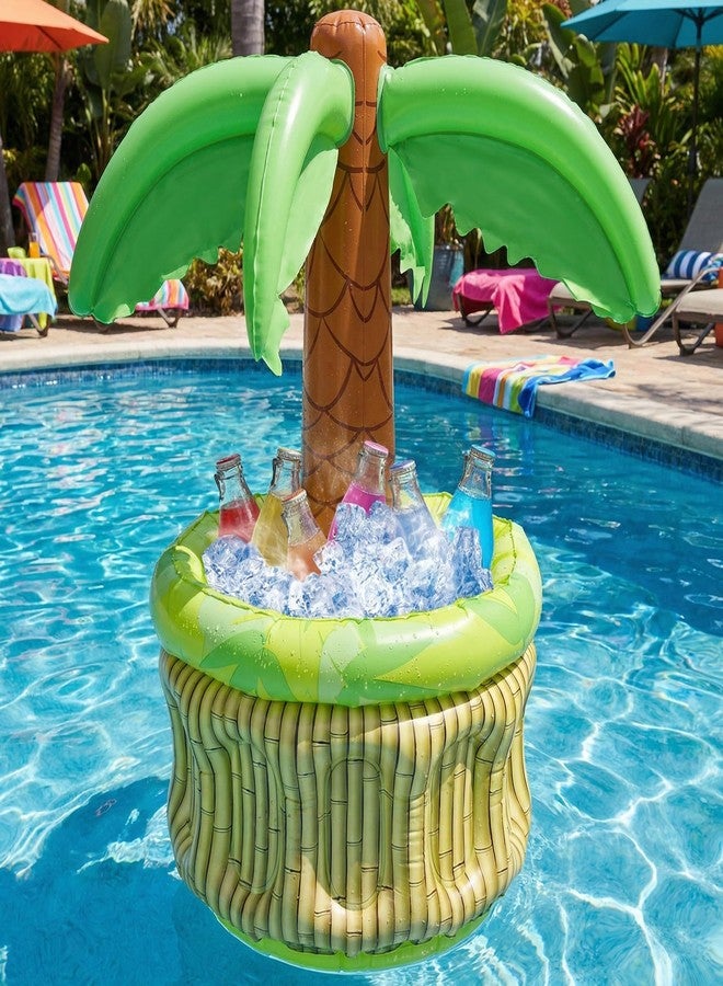 FUTUREPLUSX Inflatable Palm Tree Cooler, 25" Inflatable Drink Holder for Summer Pool Blow Up Palm Tree Cooler for Luau Hawaiian Tropical Party Decorations, Outdoor Beach Party Supplies - Image 2